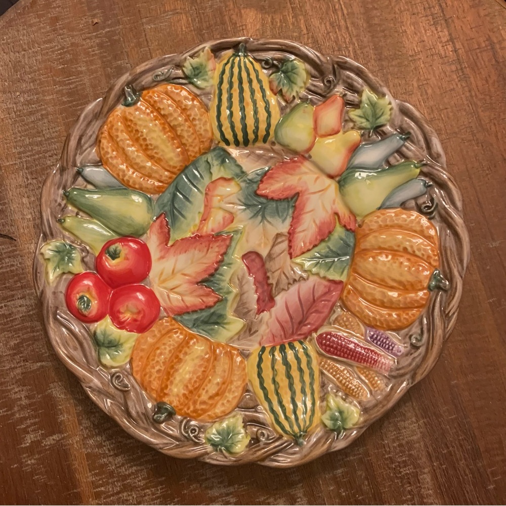 Vintage 10” Embossed Autumn Harvest Plate - Studio Designworks